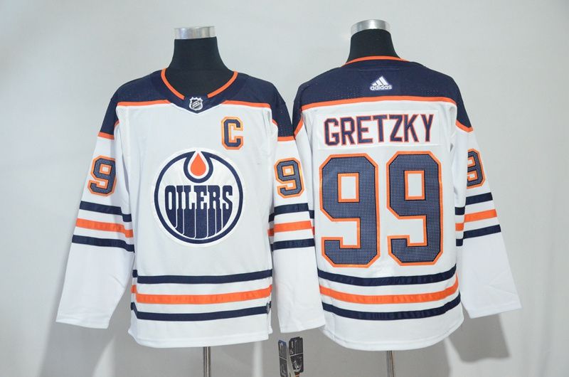 Men Edmonton Oilers 99 Wayne Gretzky White Adidas Hockey Stitched NHL Jerseys